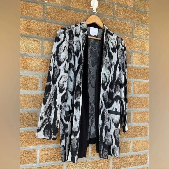 Misook "Snow Leopard" knit jacket Large - Picture 5 of 12